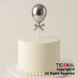 CAKE TOPPER GLOBO PLATA  X 1